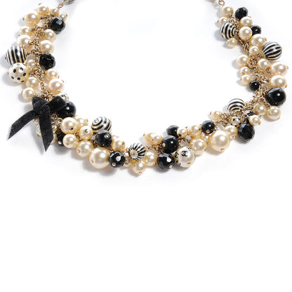 Chanel Pearl CC Coco Choker Necklace Ivory Black Gold 1 of 5