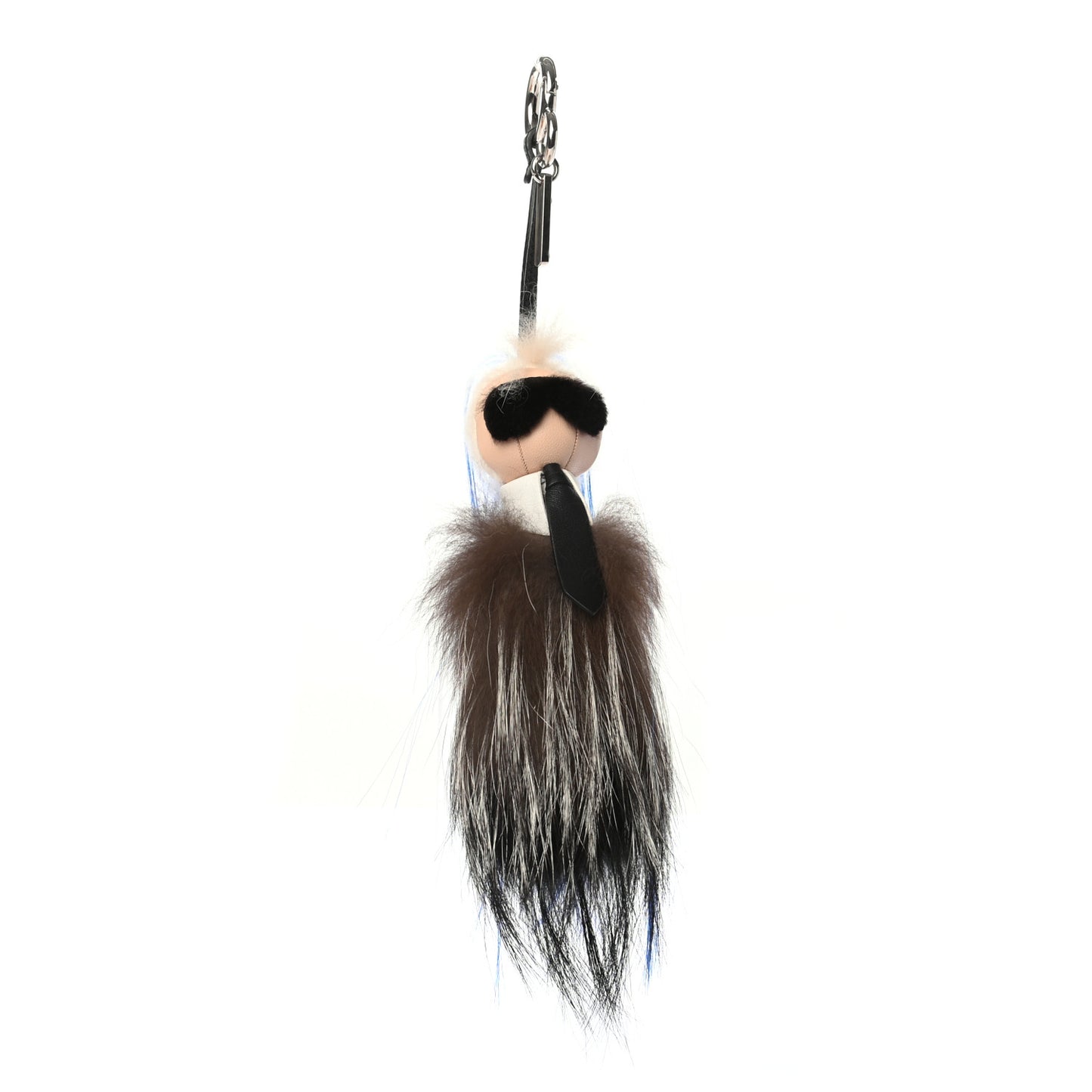 Mink Fox Goat Fur Mini Karlito Bag Charm Blue