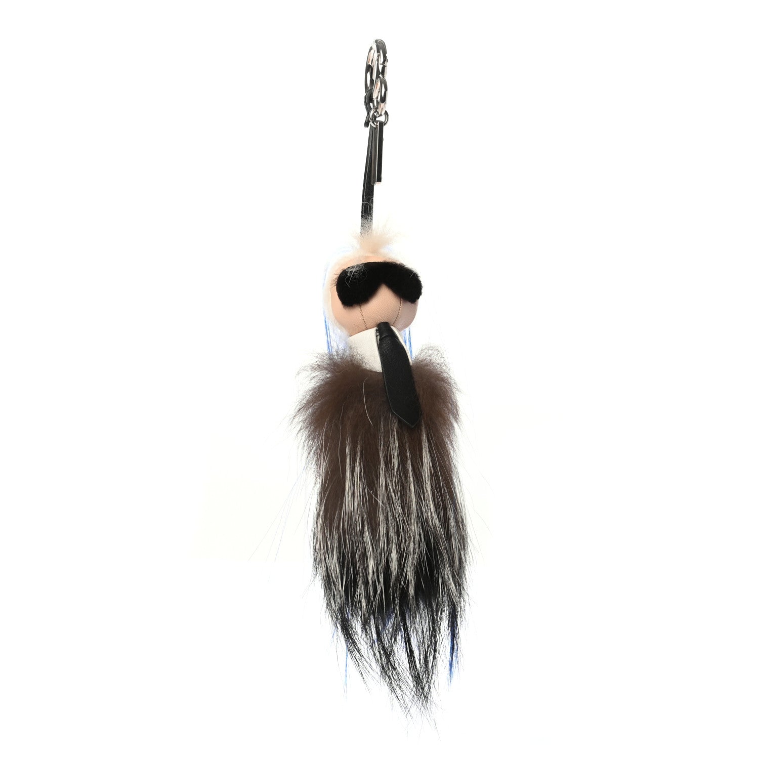 Fendi Mink Fox Goat Fur Mini Karlito Bag Charm Blue 1 of 3