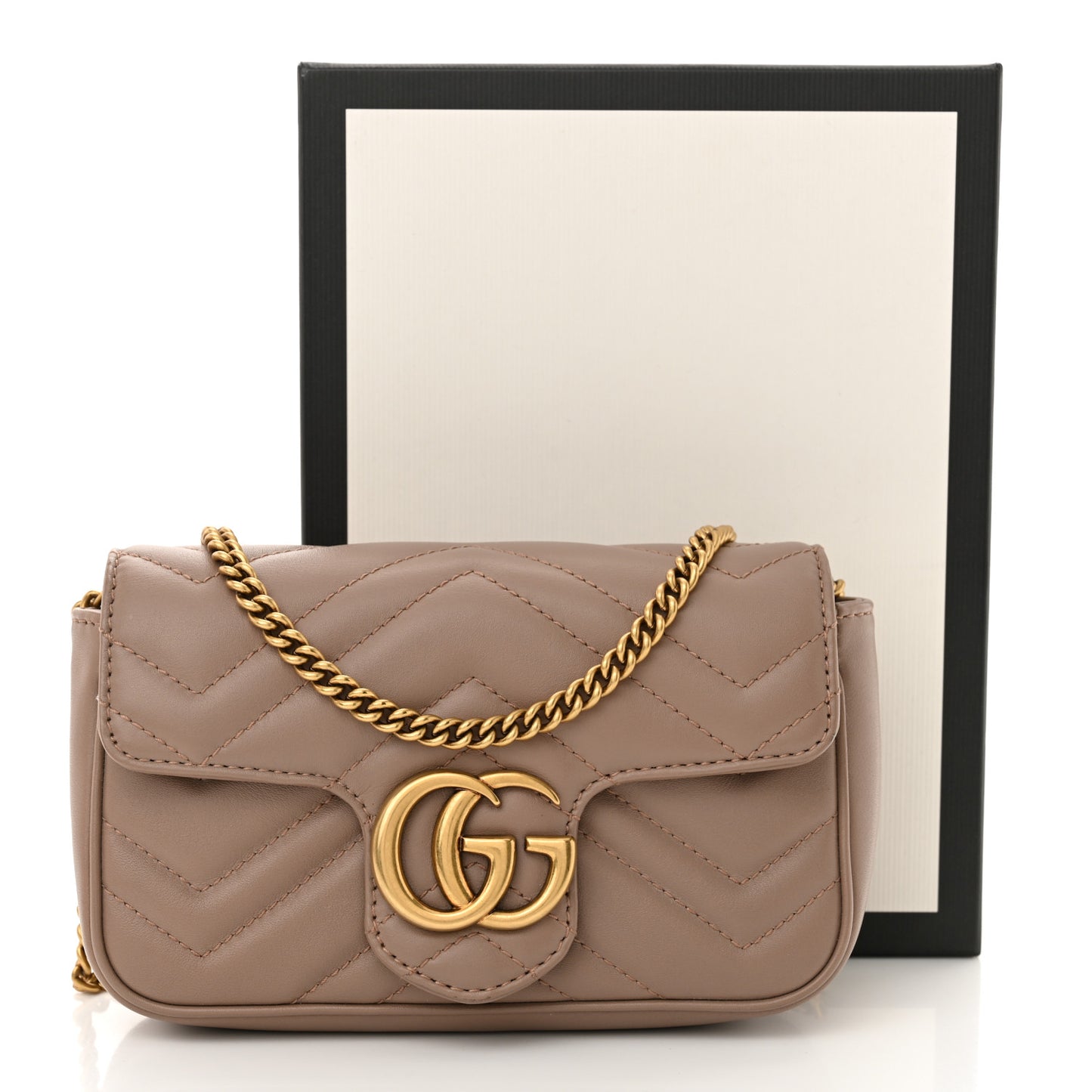 Calfskin Matelasse Super Mini GG Marmont Shoulder Bag Porcelain Rose