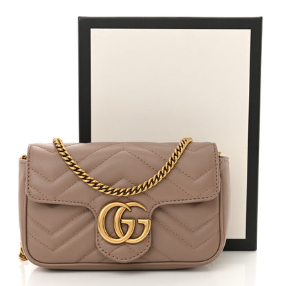 Gucci Calfskin Matelasse Super Mini GG Marmont Shoulder Bag Porcelain Rose 11 of 11