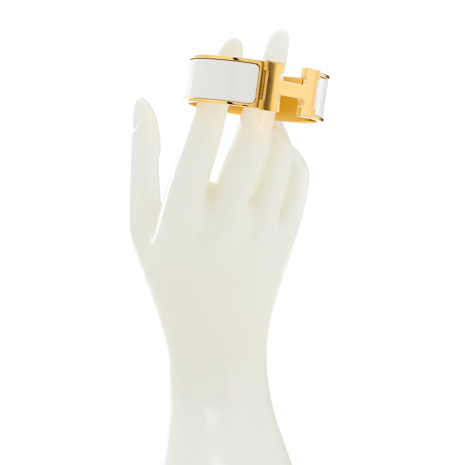 Hermes Enamel Wide Clic Clac H Bracelet GM White 2 of 4