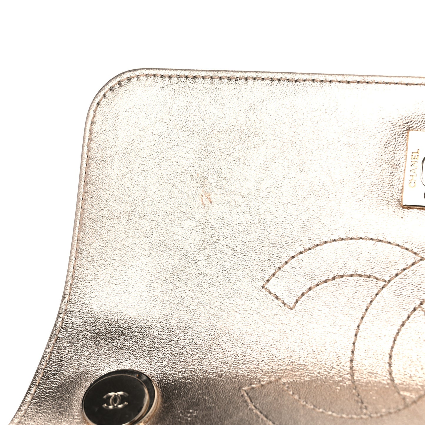 Metallic Lambskin Quilted Small Trendy CC Flap Dual Handle Bag Gold