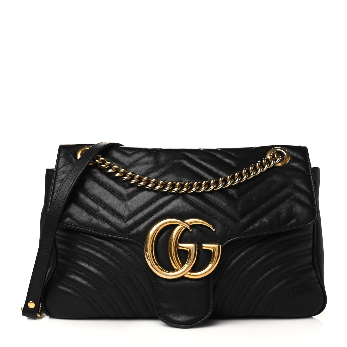 Calfskin Matelasse Medium GG Marmont Shoulder Bag Black