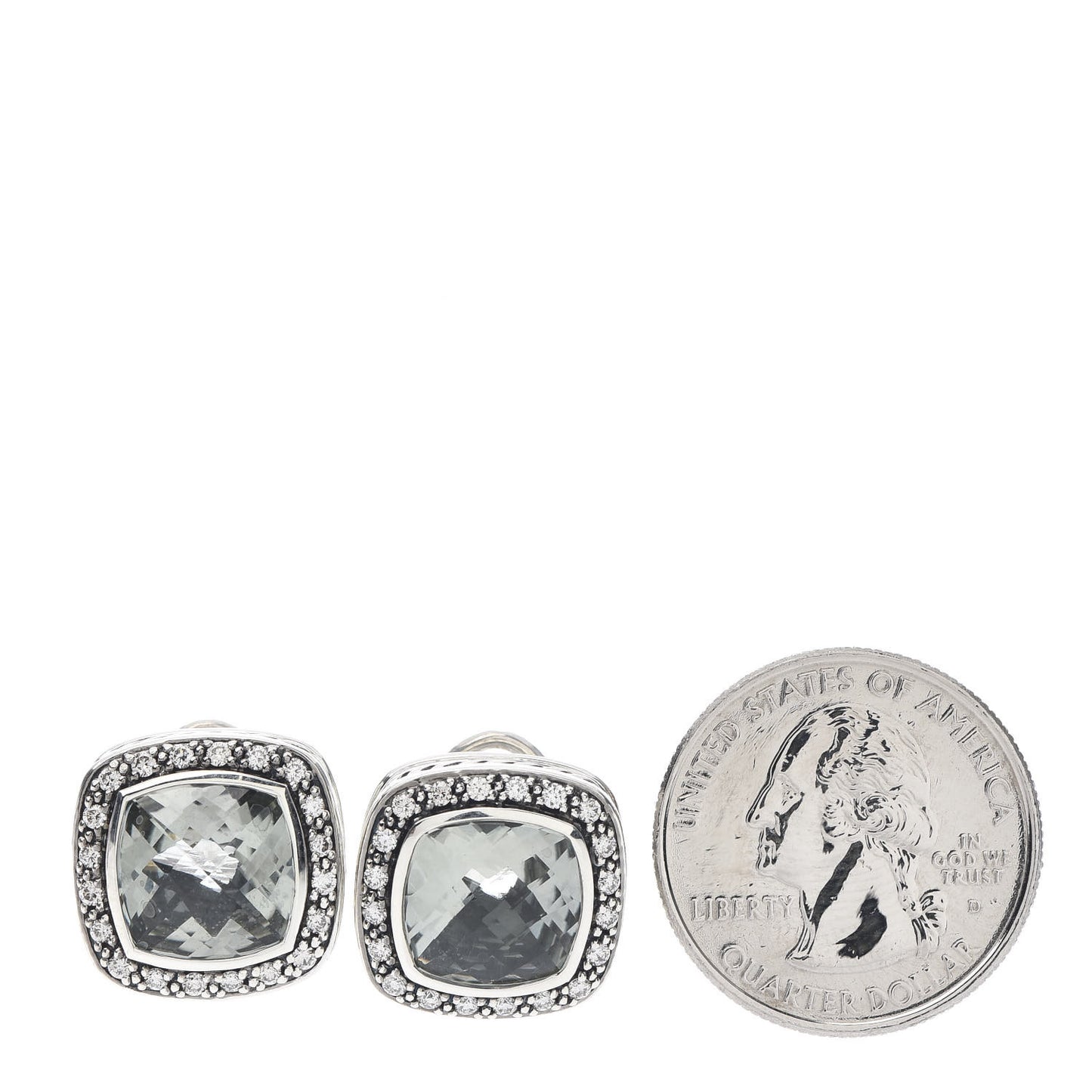 Sterling Silver Diamond Prasiolite 11mm Moonlight Ice Earrings