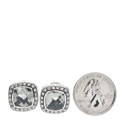 David Yurman Sterling Silver Diamond Prasiolite 11mm Moonlight Ice Earrings 2 of 4