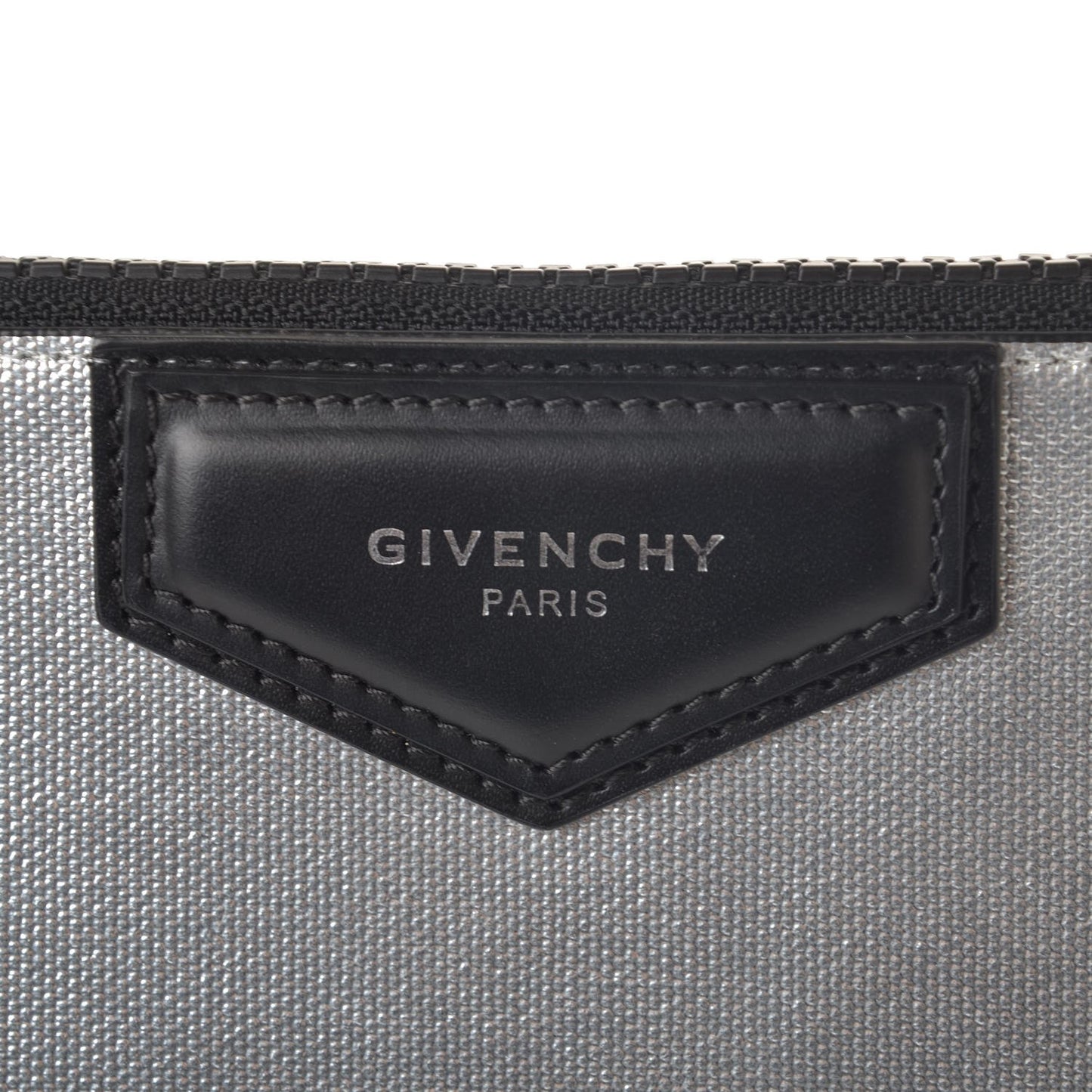 Textured Calfskin Medium Antigona Pouch Silver