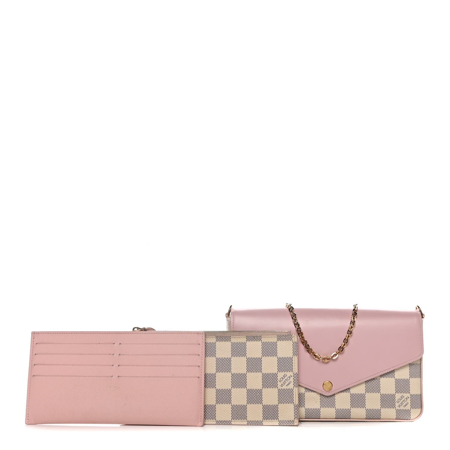 Louis Vuitton Damier Azur Calfskin Pochette Felicie Eau de Rose 1 of 20