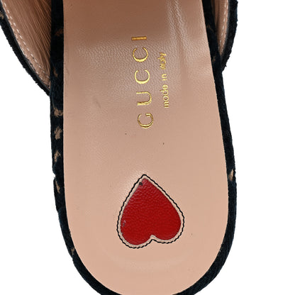 Gucci Velvet GG Monogram Womens Princetown Slippers 37 Blue Beige 8 of 10
