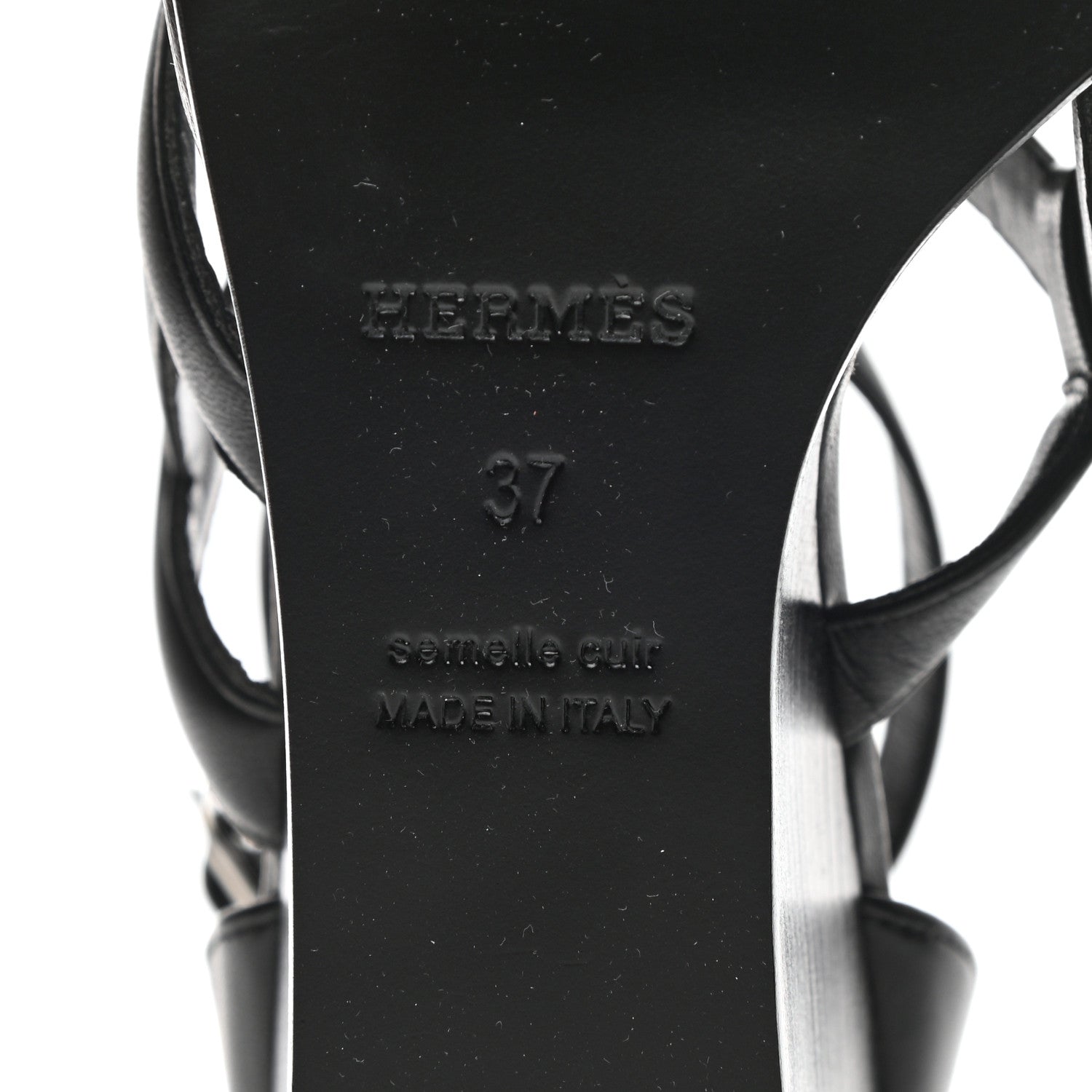 Hermes Nappa Brisbane Wedge Sandals 37 Black 8 of 12