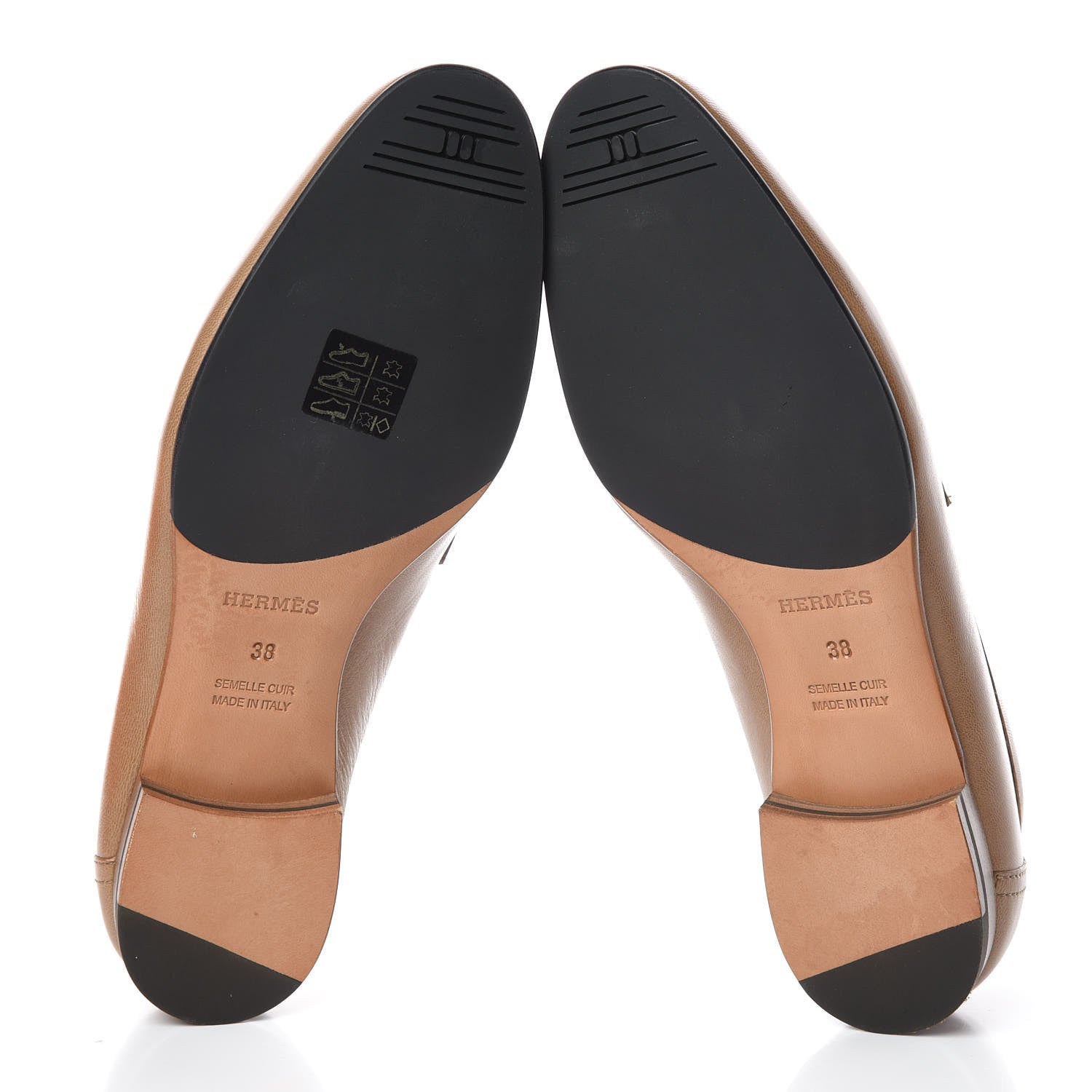 Hermes Goatskin Womens Paris Loafers 38 Taupe 7 of 8