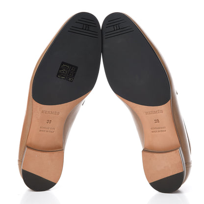 Hermes Goatskin Womens Paris Loafers 38 Taupe 7 of 8
