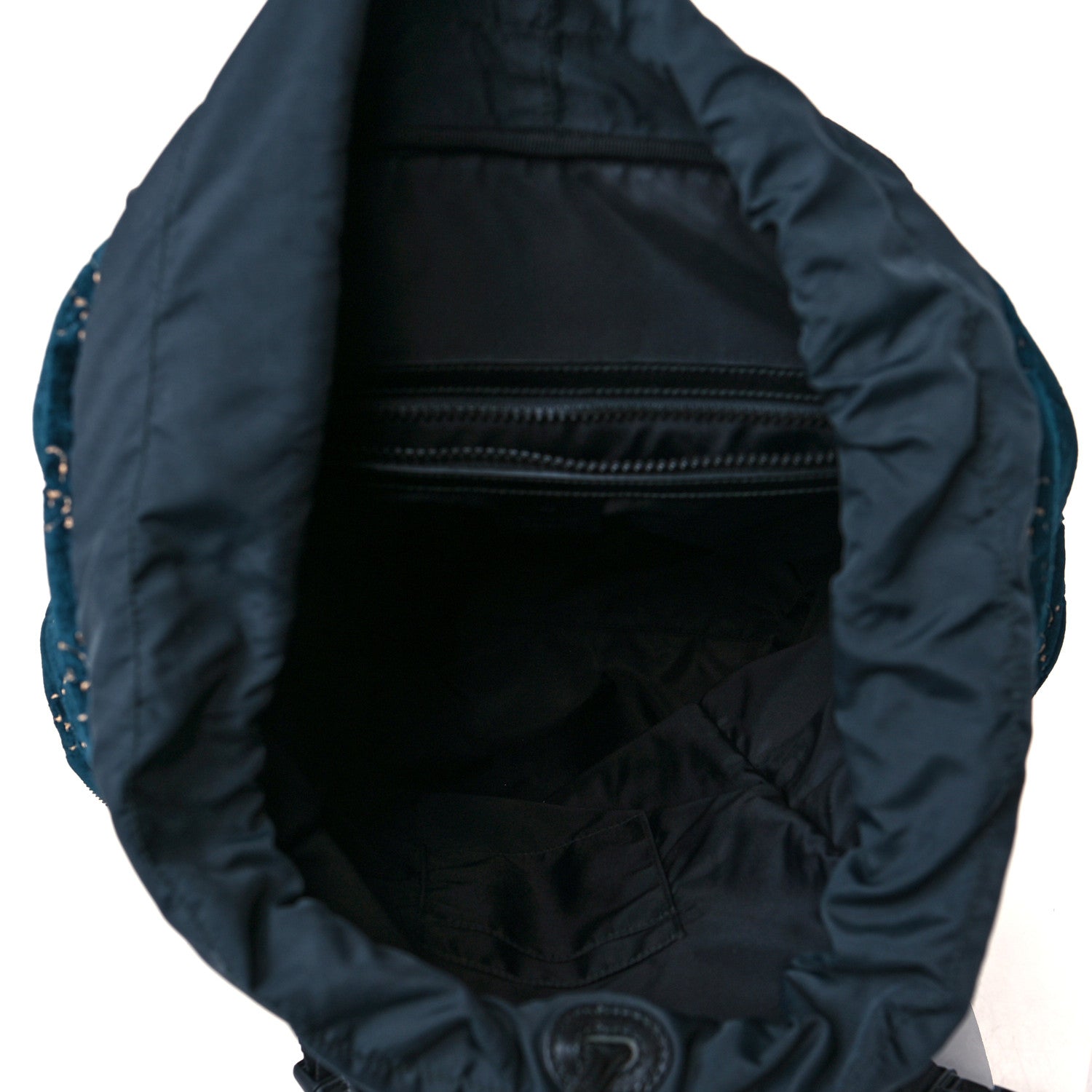 Gucci Velvet GG Monogram Web Medium Double Buckle Backpack Blue Beige Black 4 of 10