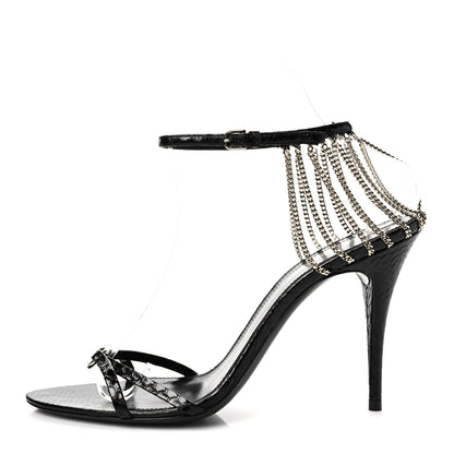 Saint Laurent Ayers Laquer Chain Sunset 95 Pumps 38 Black 1 of 13
