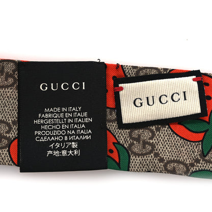 Gucci Silk Twill GG Monogram Strawberry Neck Bow Scarf Pink 3 of 3