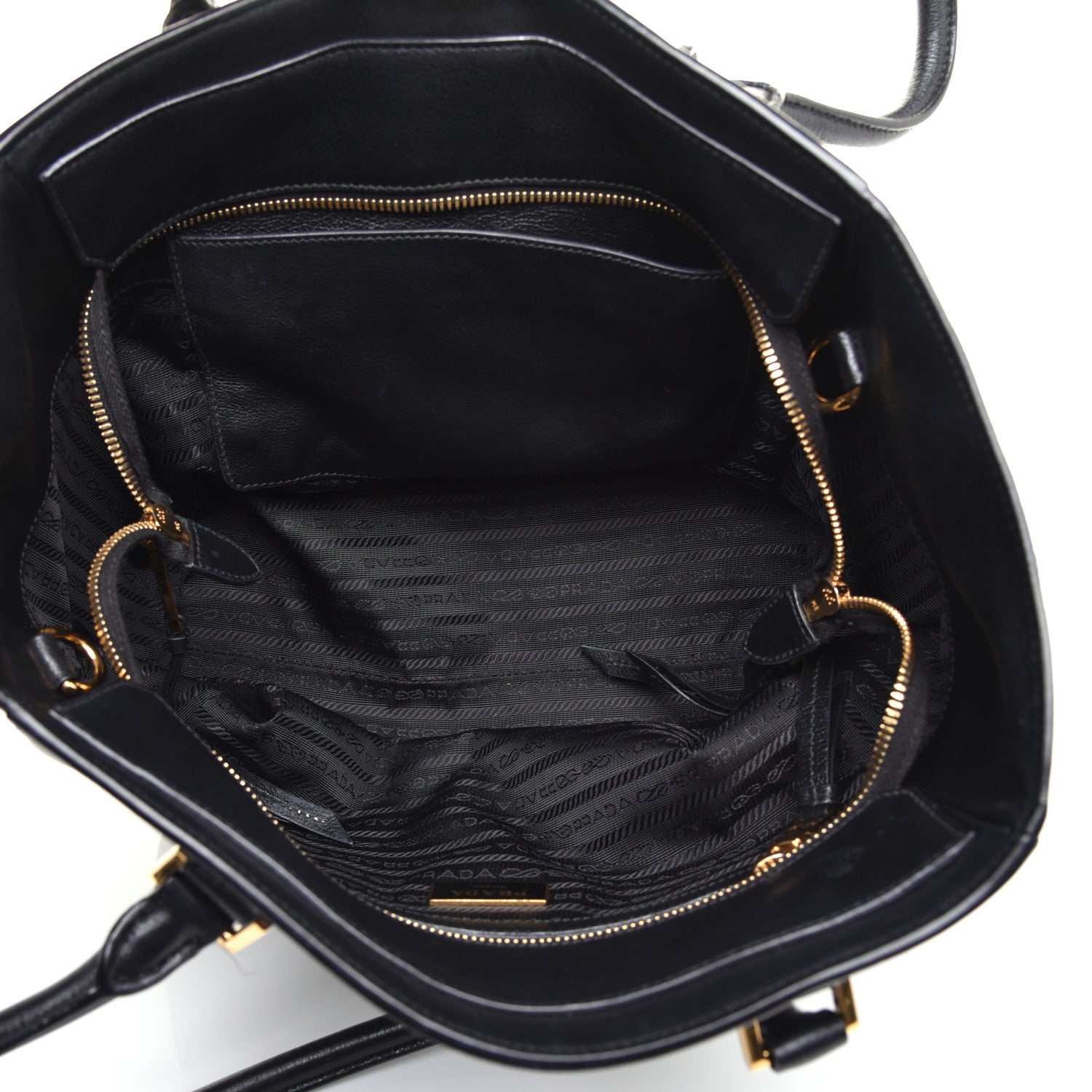 Prada Glace Calfskin Shopping Tote Black 5 of 9
