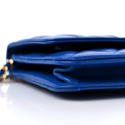 Chanel Lambskin Quilted CC Pearl Crush Wallet on Chain WOC Blue 9 of 10