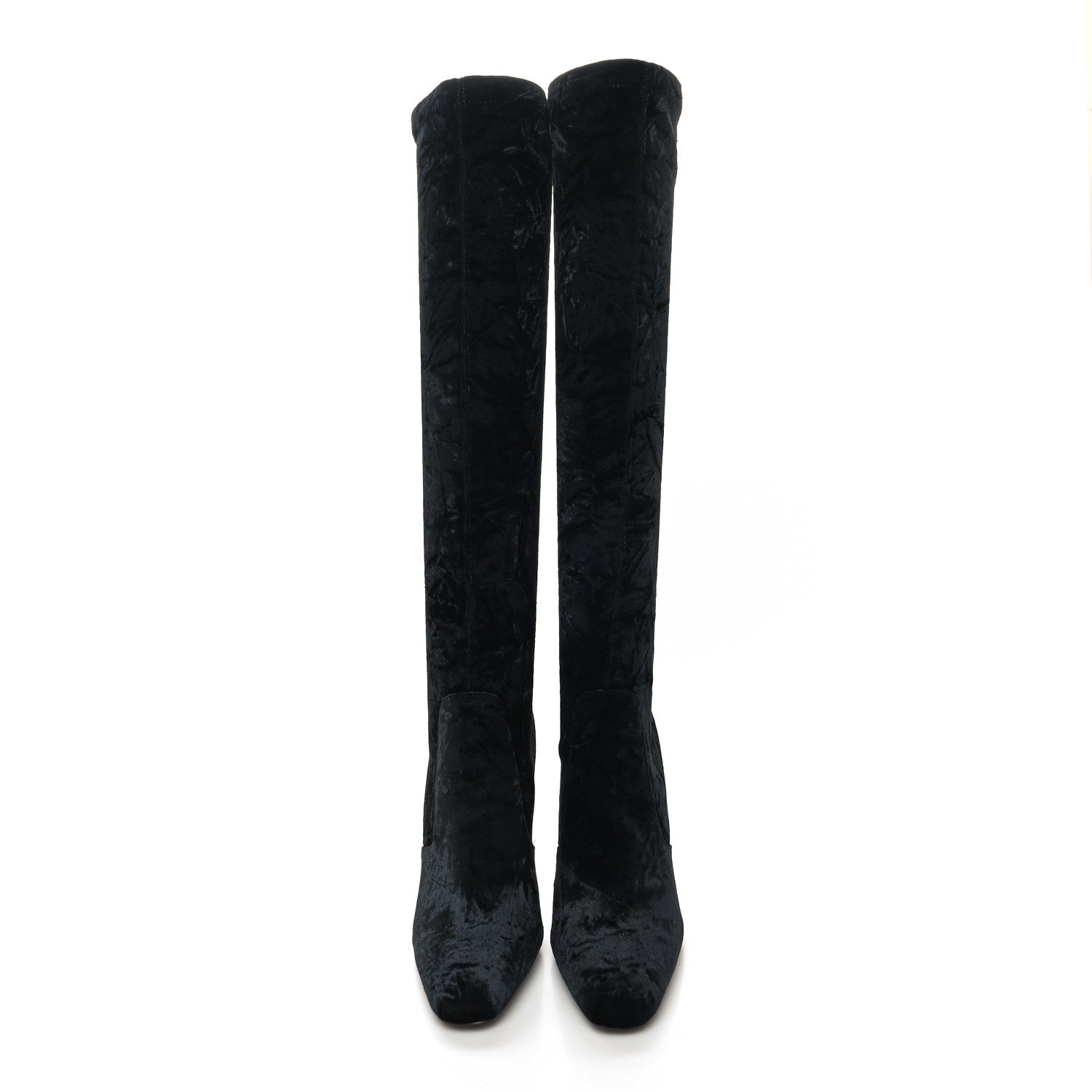 Saint Laurent Velvet Talia Tall Boots 37.5 Black 2 of 7