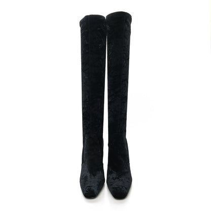 Saint Laurent Velvet Talia Tall Boots 37.5 Black 2 of 7