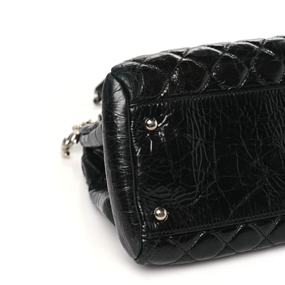 Chanel Glazed Calfskin Quilted Large Just Mademoiselle Bowling Bag Black 9 of 11