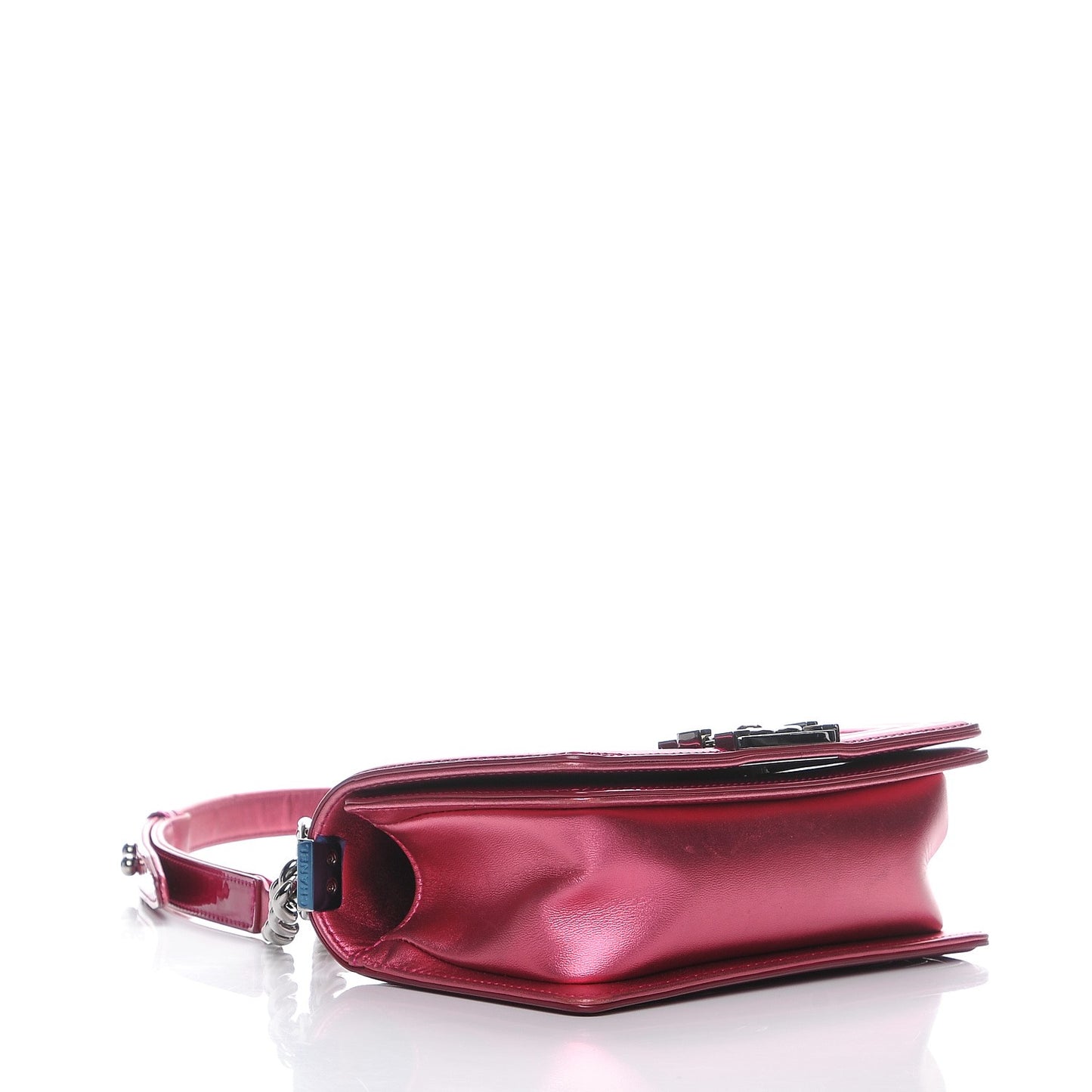 Metallic Patent Quilted Small Boy Flap Fuchsia