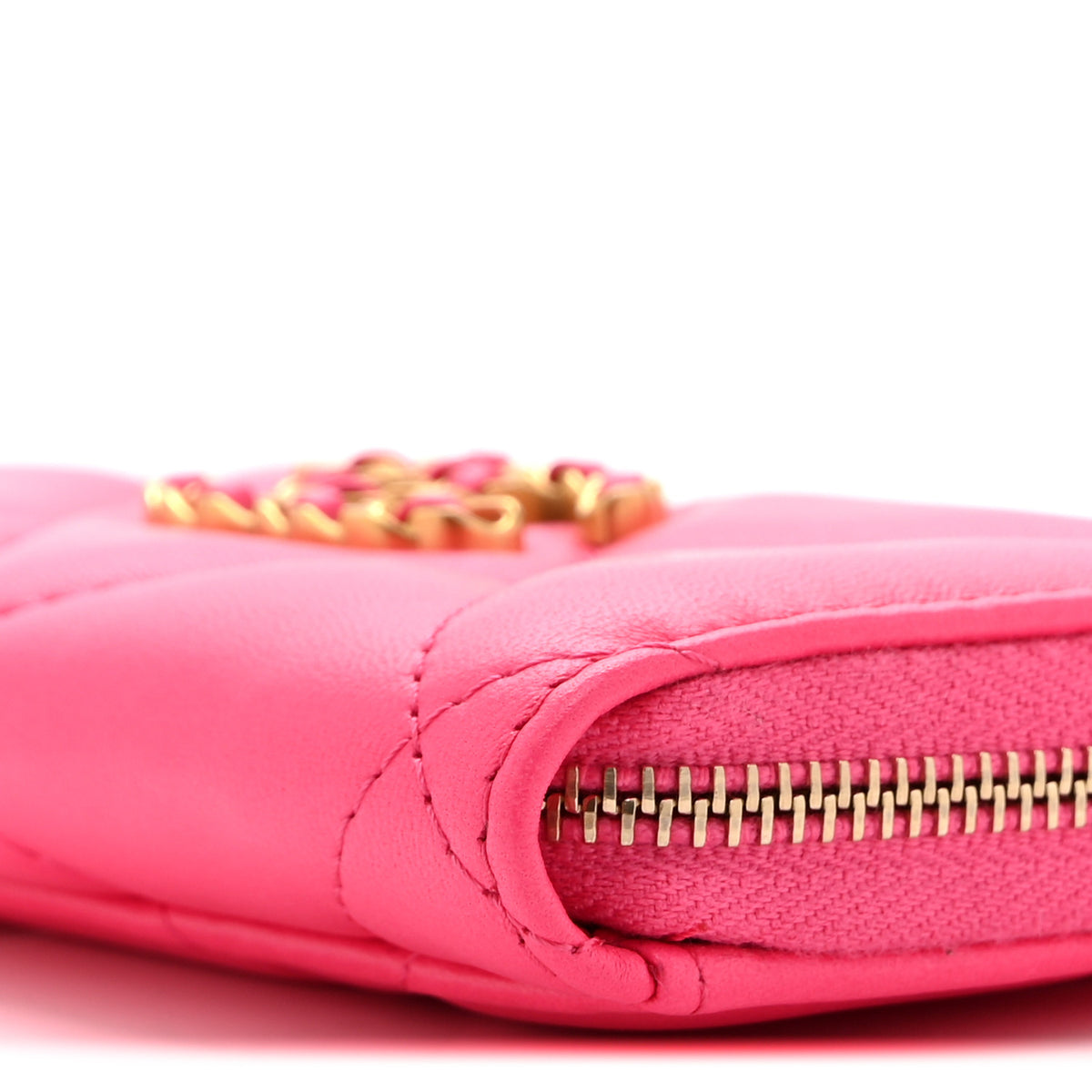 Chanel Lambskin Quilted Chanel 19 Zip Card Holder Pink 10 of 10