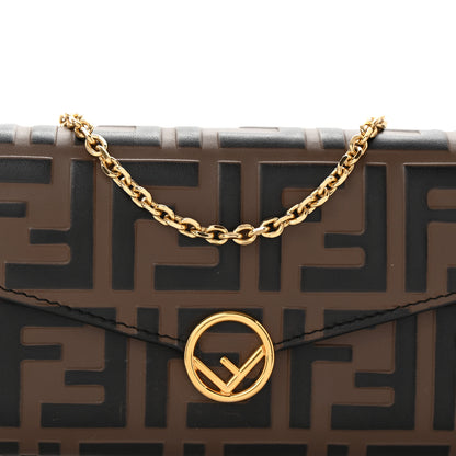 Fendi Vitello Soft F is Fendi Bi-Color FF 1974 Embossed Continental Envelope Wallet On Chain Maya Black 8 of 10