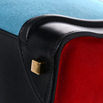 Celine Pony Hair Mini Tri-Color Luggage Glacier Red Black 9 of 14