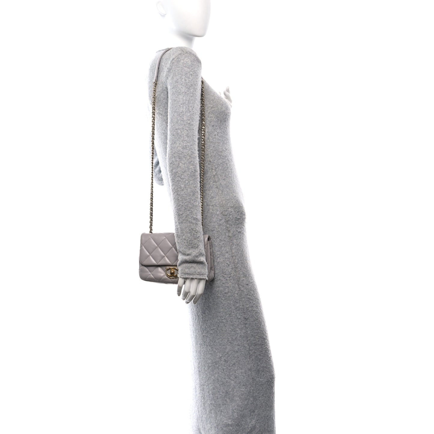 Lambskin Quilted Mini Flap Grey