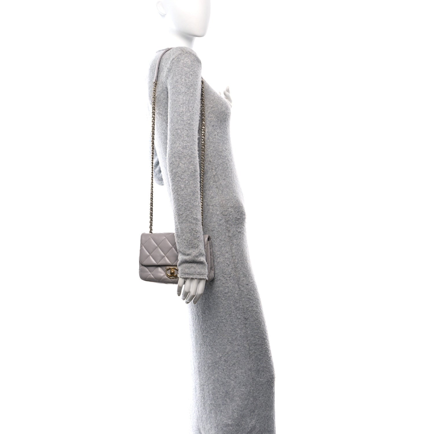 Chanel Lambskin Quilted Mini Flap Grey 2 of 10