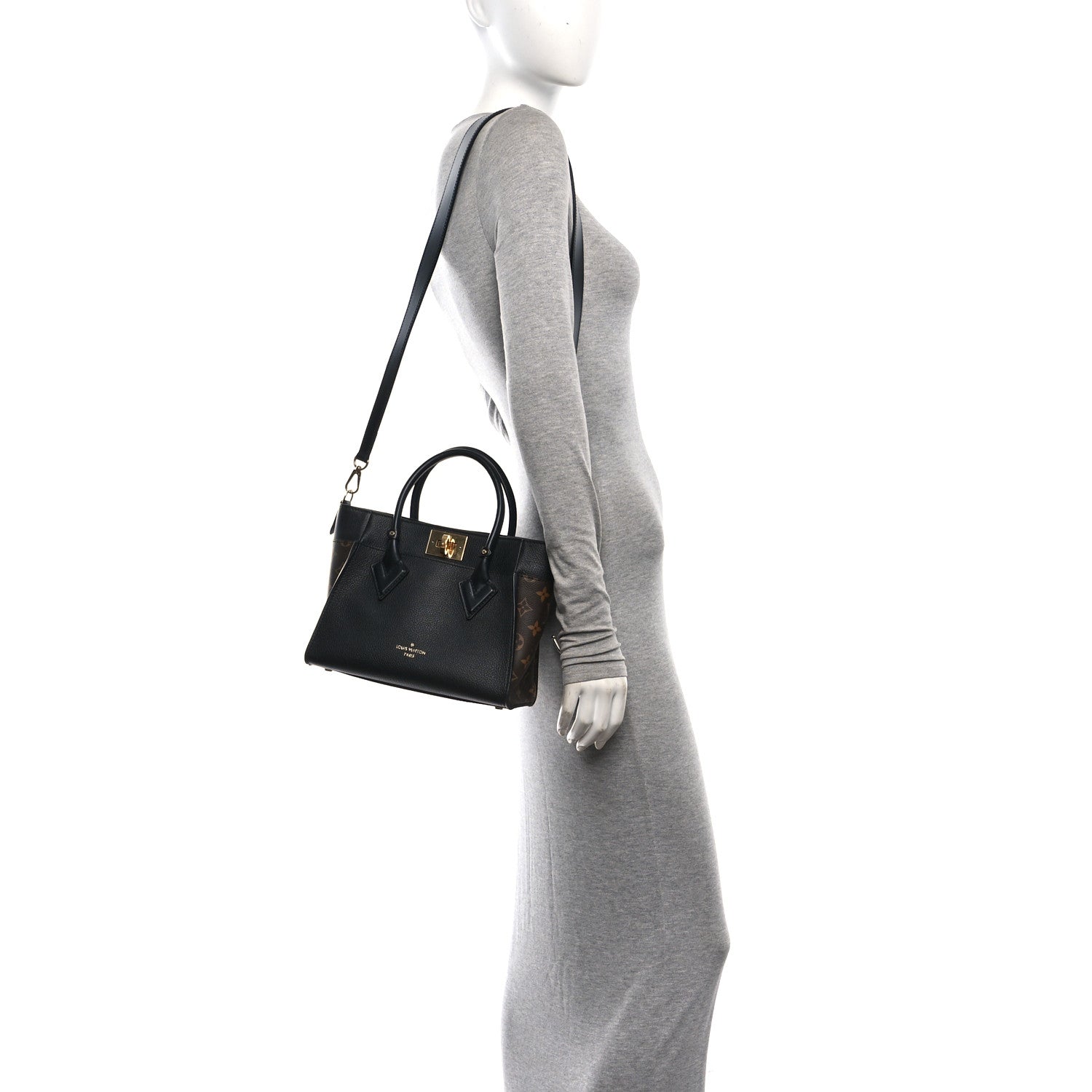Louis Vuitton Calfskin Monogram On My Side PM Black 2 of 9