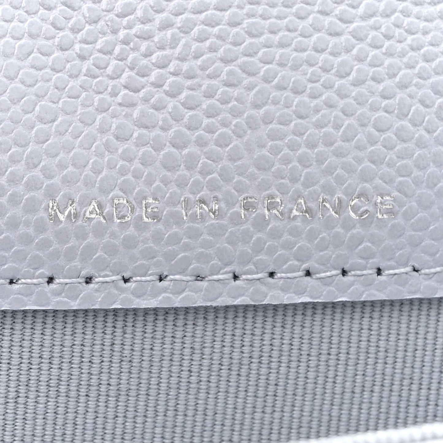 Caviar Quilted Flap Card Holder Wallet Light Grey