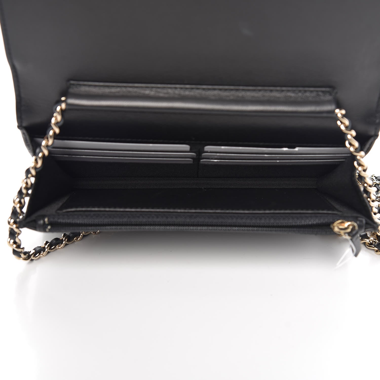 Chanel Lambskin Studded Wallet On Chain WOC Black 5 of 12