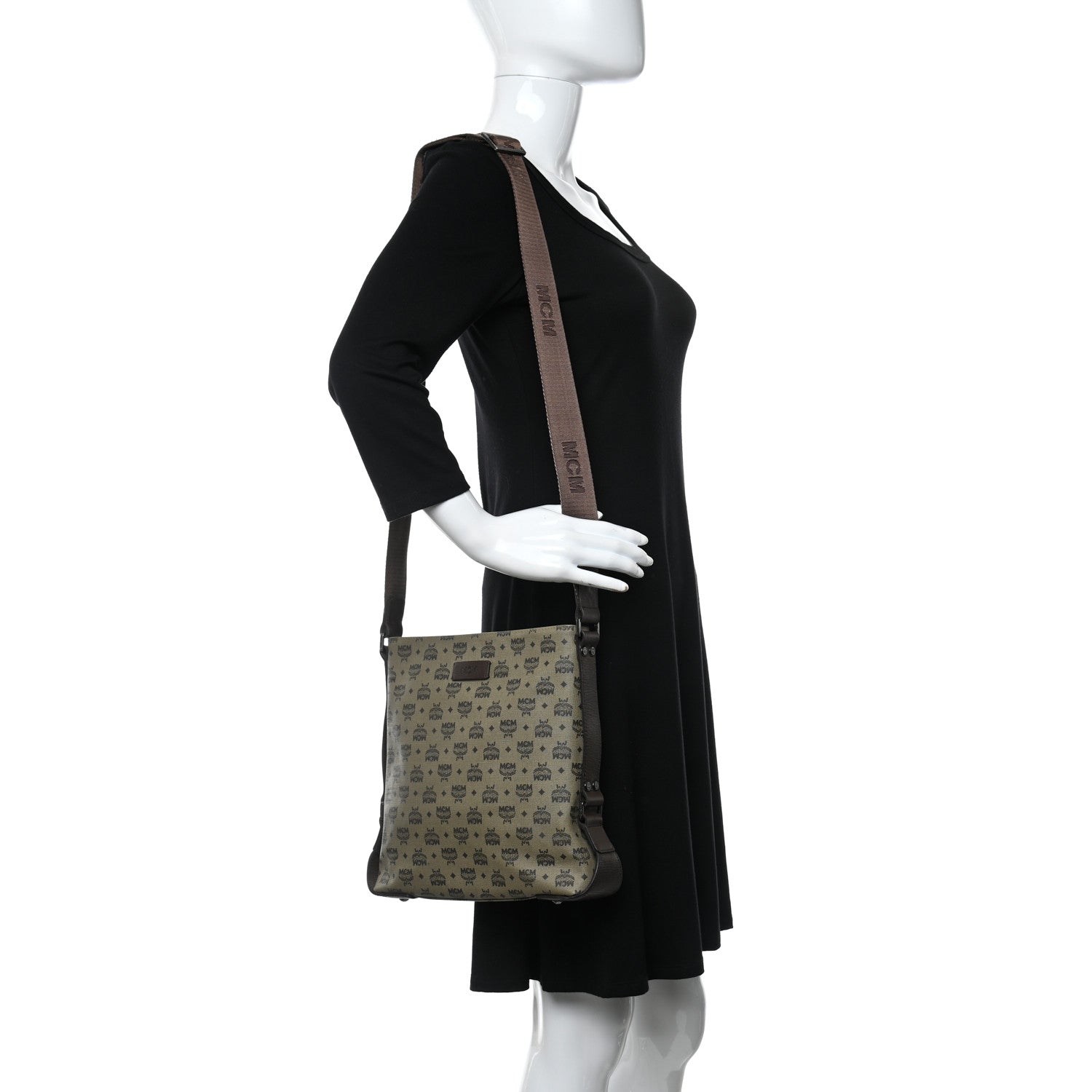 MCM Coated Canvas Messenger Bag Beige 2 of 9