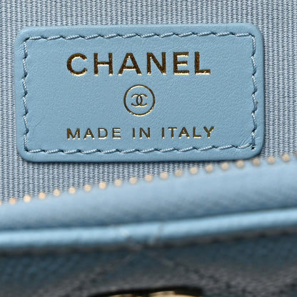 Chanel Caviar Quilted Zipped Key Holder Case Light Blue 6 of 7