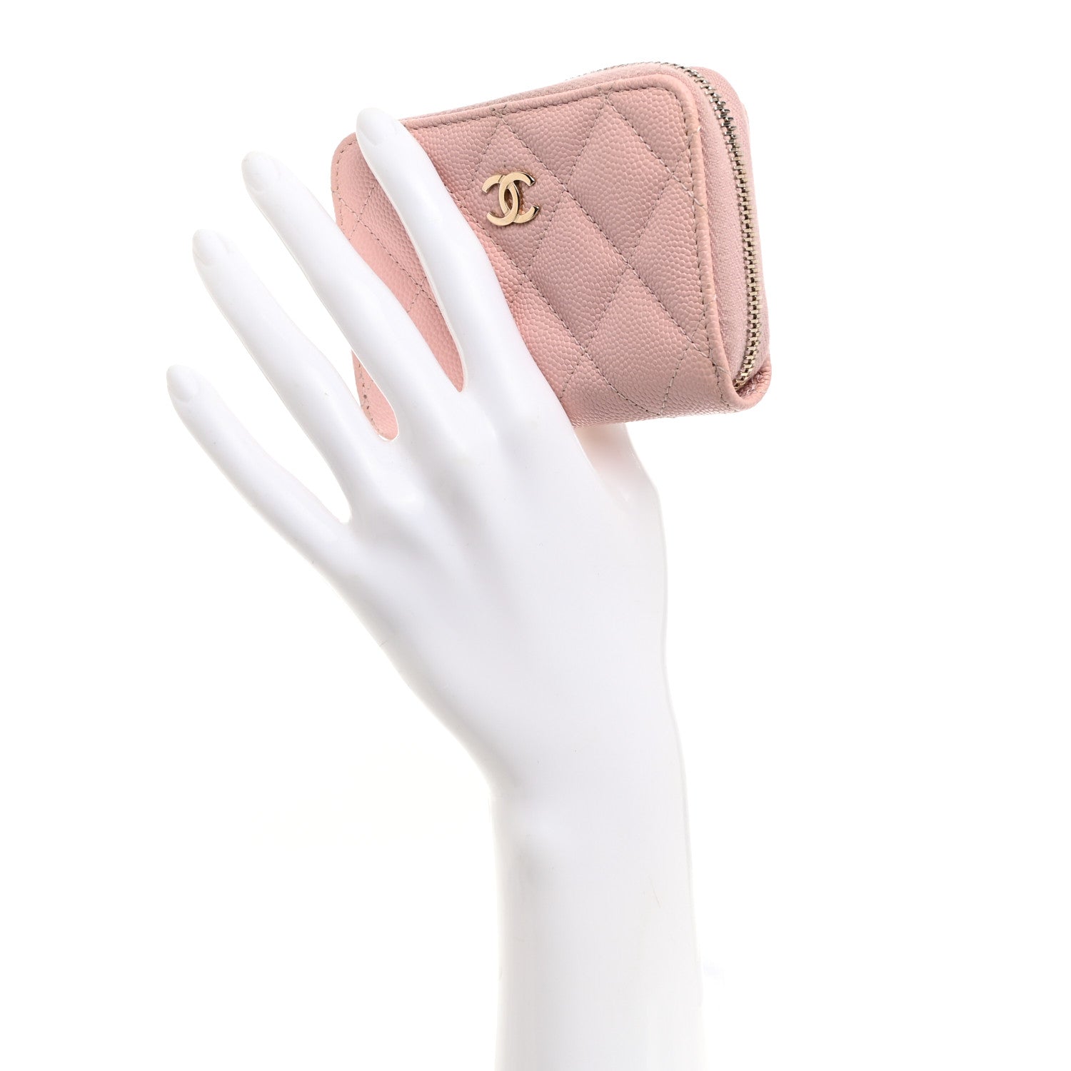 Chanel Caviar Quilted Zip Coin Purse Light Pink 2 of 8