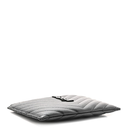 Saint Laurent Grain De Poudre Chevron Monogram Monochrome Bill Pouch Black 4 of 7
