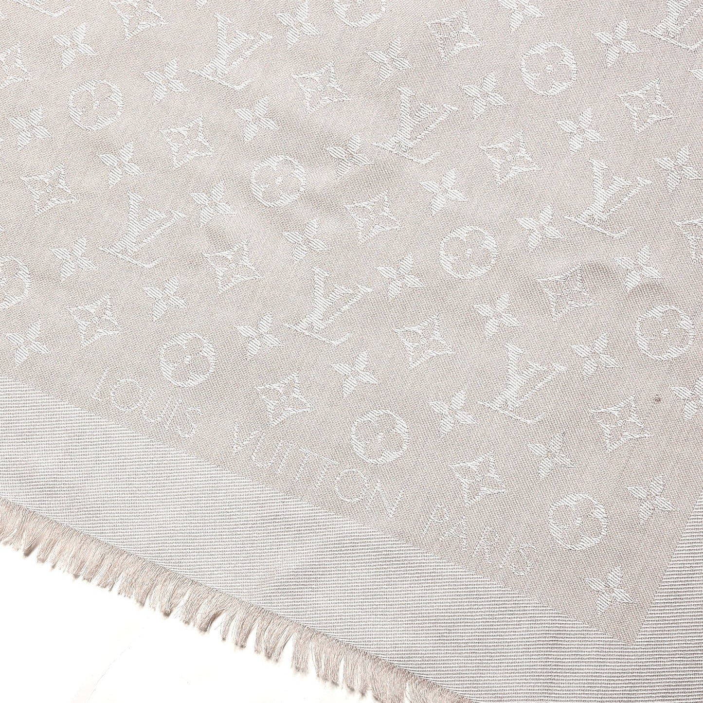 Silk Wool Monogram Shawl Greige