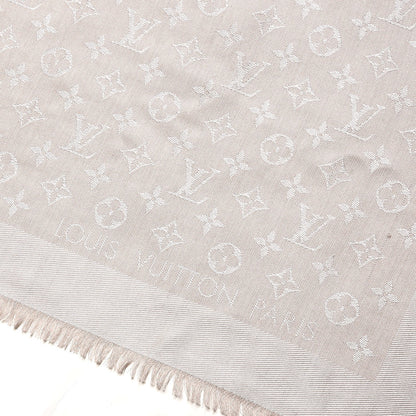 Louis Vuitton Silk Wool Monogram Shawl Greige 3 of 5