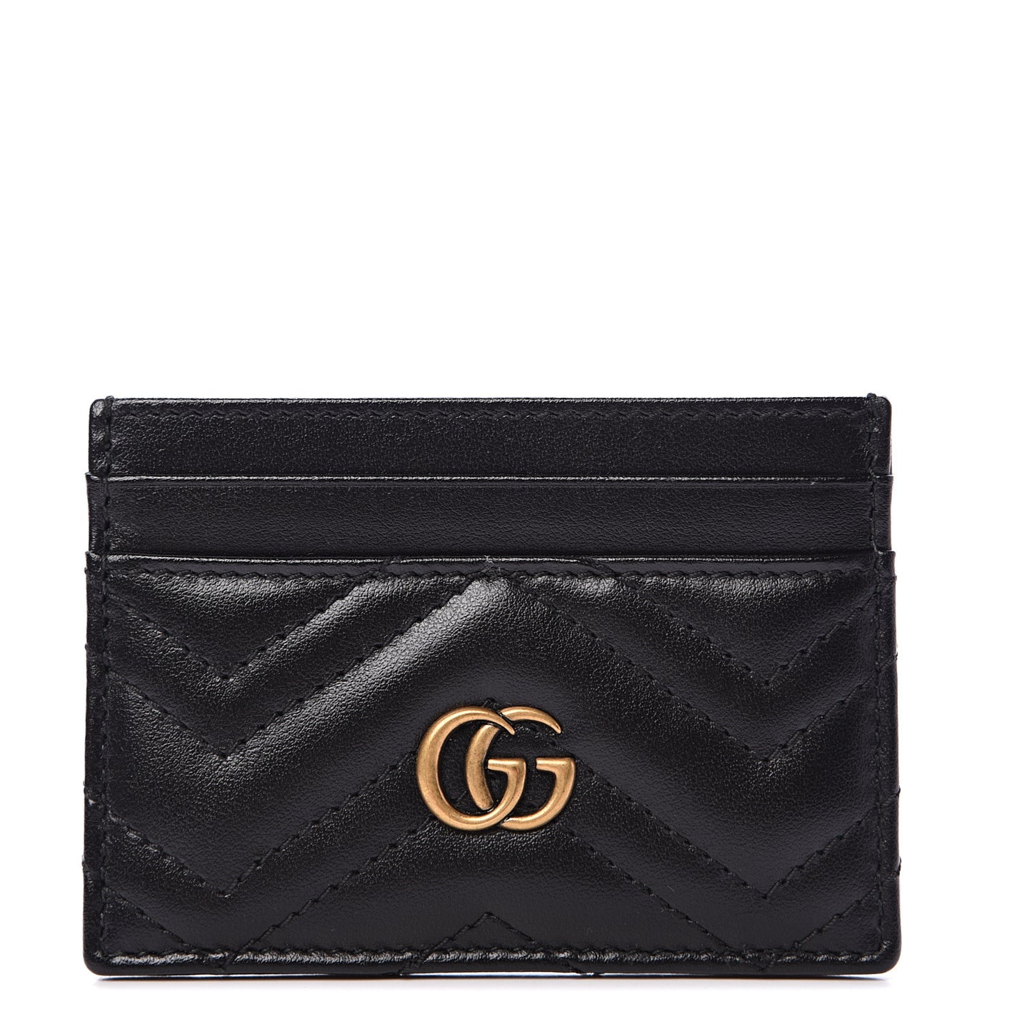 Calfskin Matelasse GG Marmont Card Holder Black