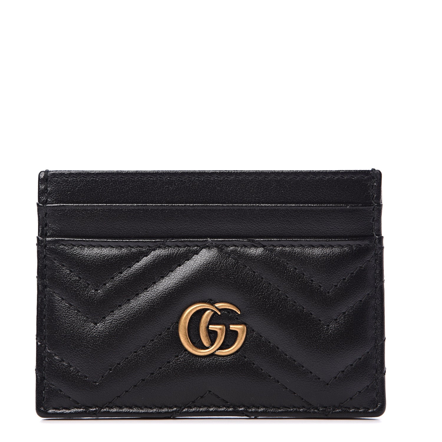 Gucci Calfskin Matelasse GG Marmont Card Holder Black 1 of 6