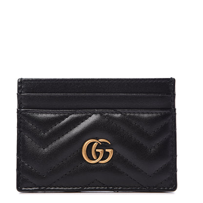 Gucci Calfskin Matelasse GG Marmont Card Holder Black 1 of 6