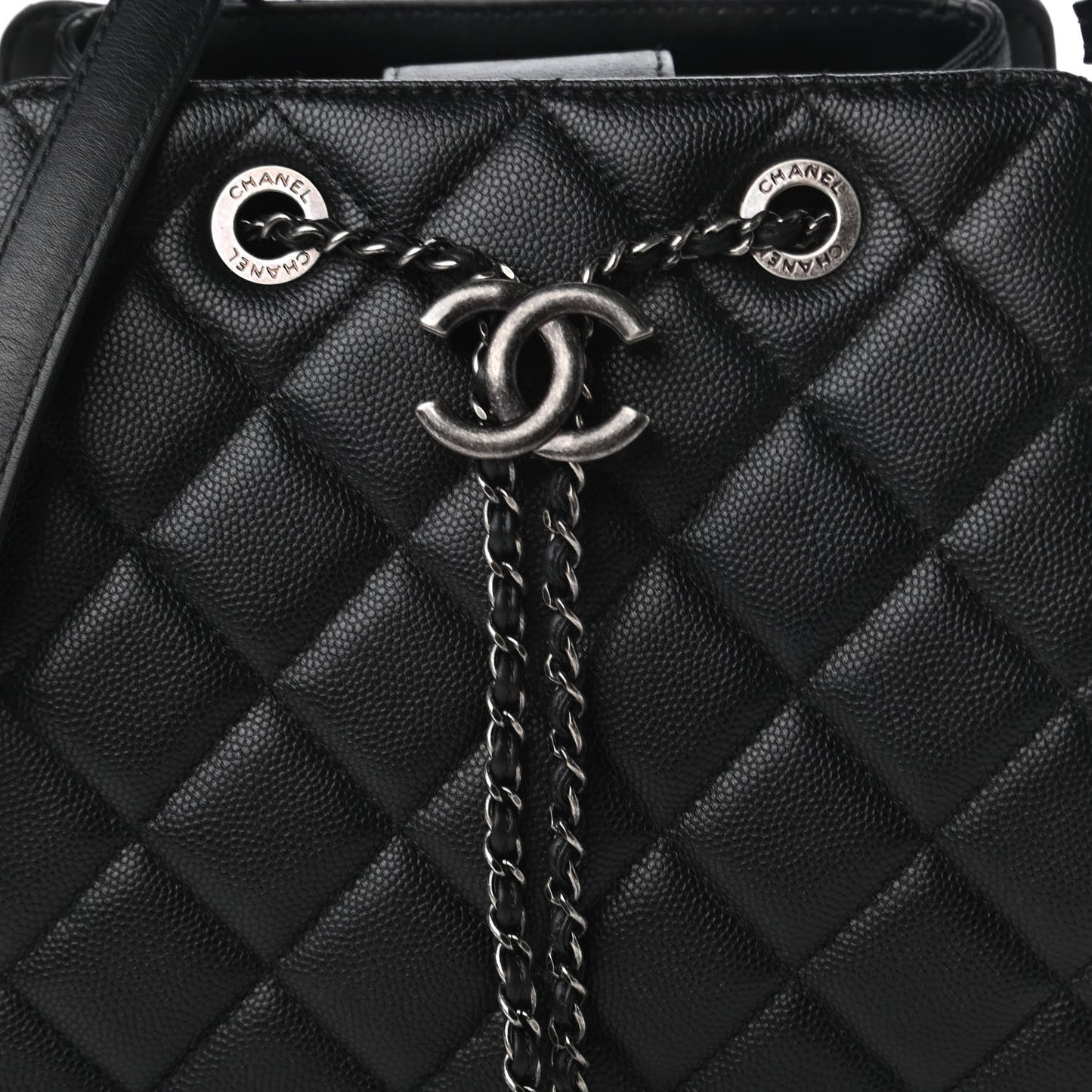 Caviar Quilted Small CC Bucket Bag Black