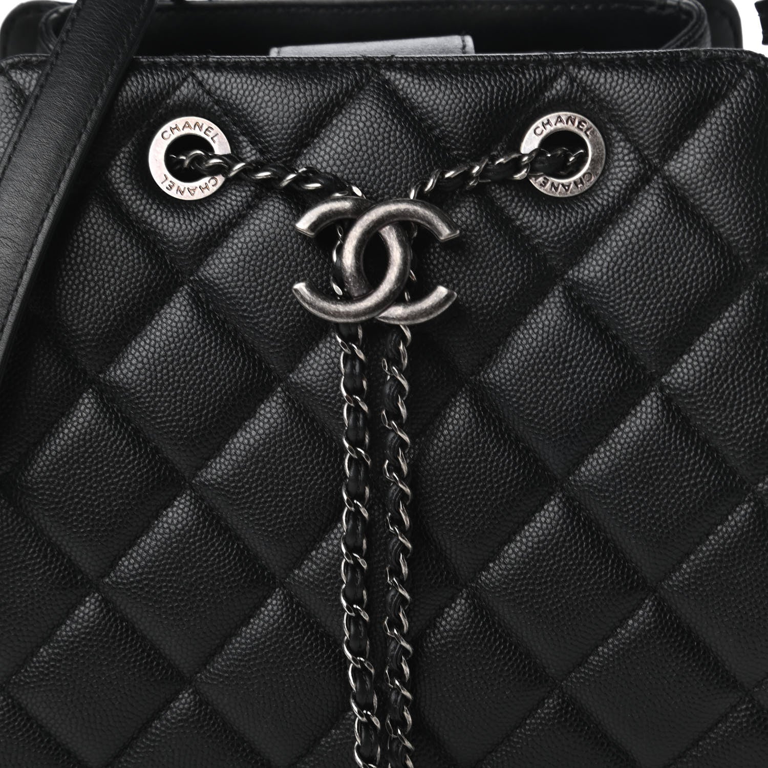 Chanel Caviar Quilted Small CC Bucket Bag Black 10 of 10