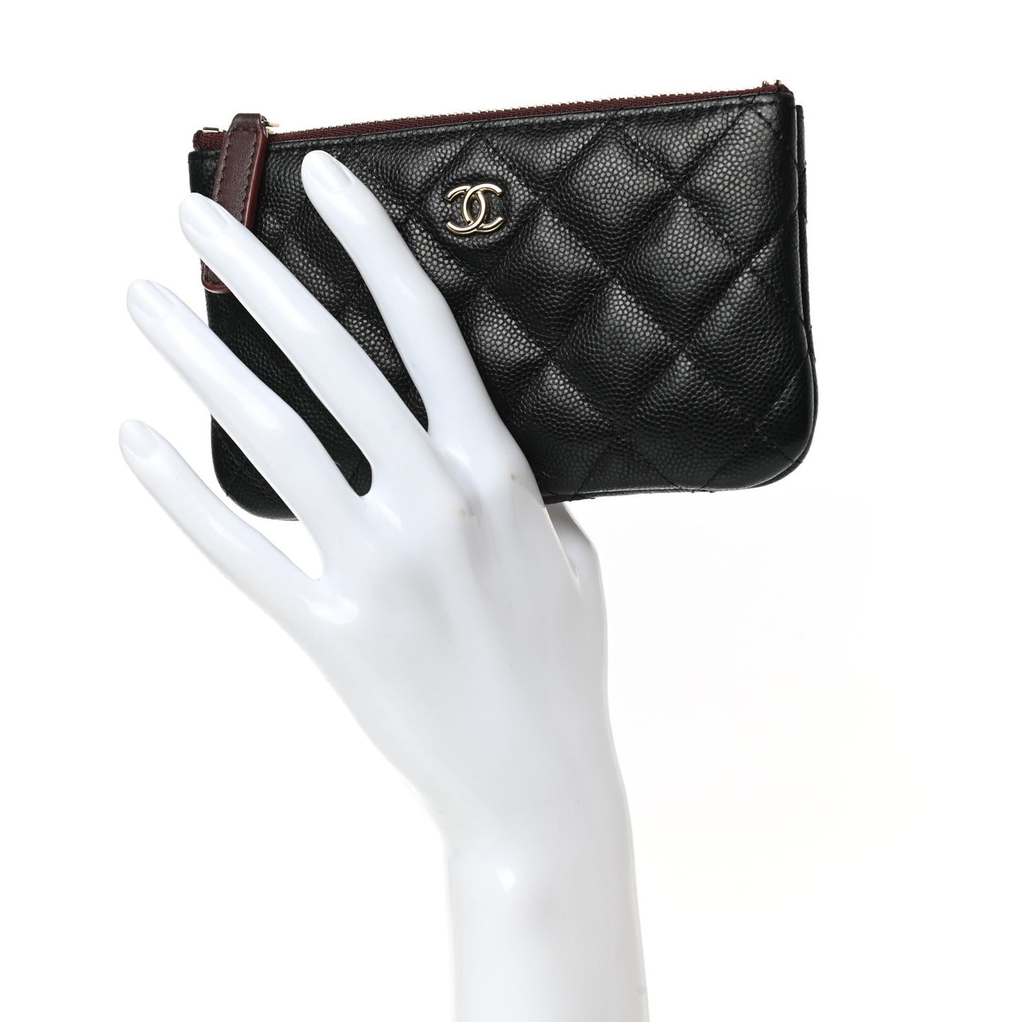 Caviar Quilted Small Cosmetic Case Black