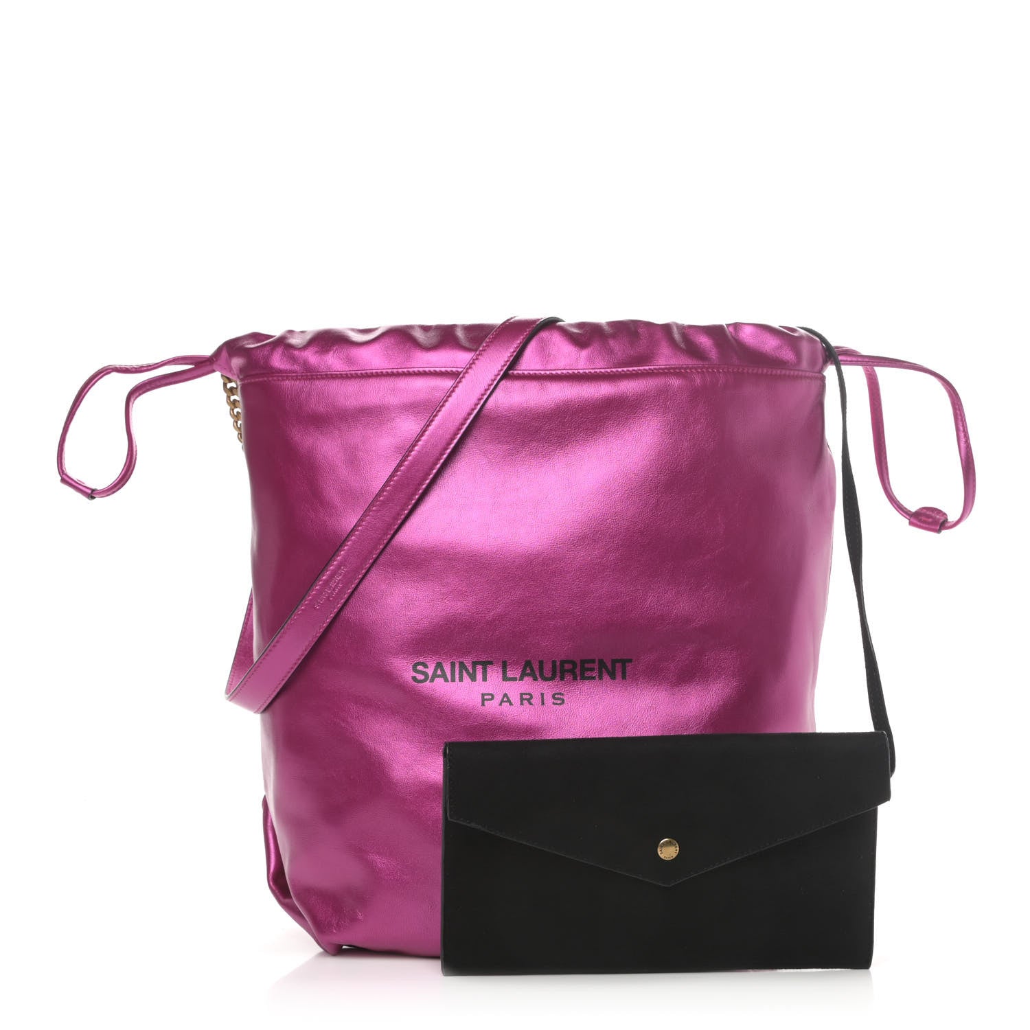 Saint Laurent Lambskin Teddy Drawstring Bag Fuchsia 1 of 4