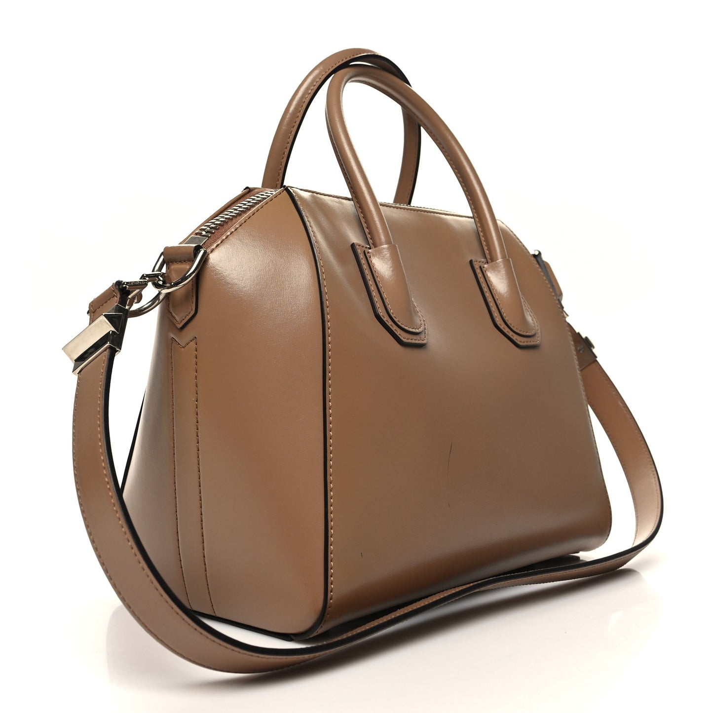 Shiny Lord Calfskin Small Antigona Dark Beige