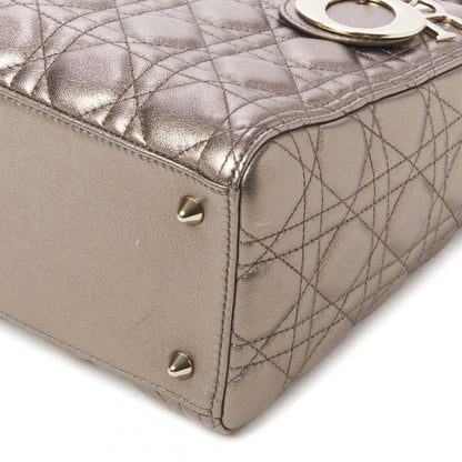 Christian Dior Metallic Calfskin Cannage Medium Lady Dior Gold 4 of 8
