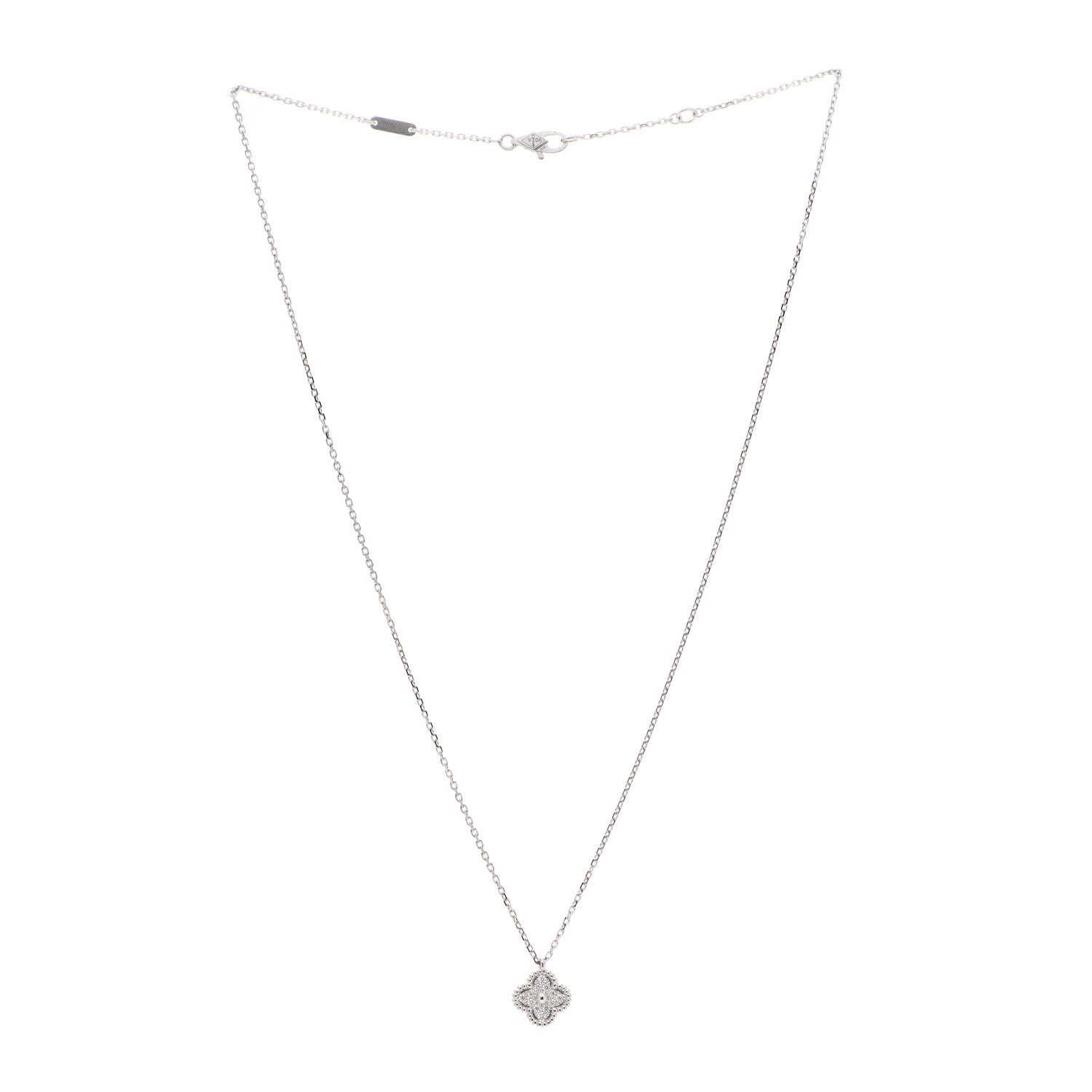 Van Cleef & Arpels 18K White Gold Diamond Sweet Alhambra Pendant Necklace 3 of 6