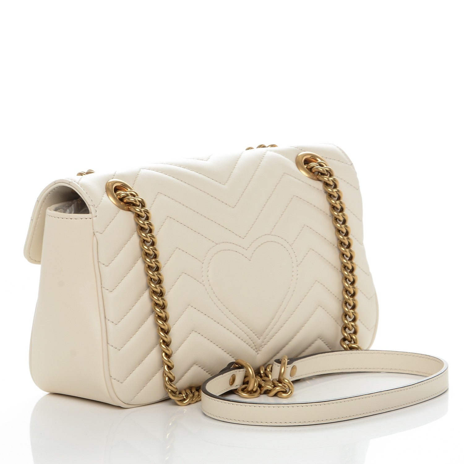 Gucci Calfskin Matelasse Small GG Marmont Shoulder Bag White 3 of 7